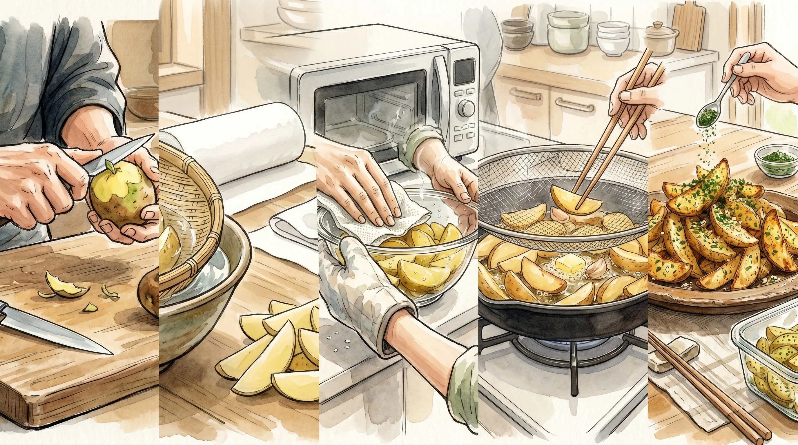 青のりポテトを安全に作るための下ごしらえから仕上げまでの流れ